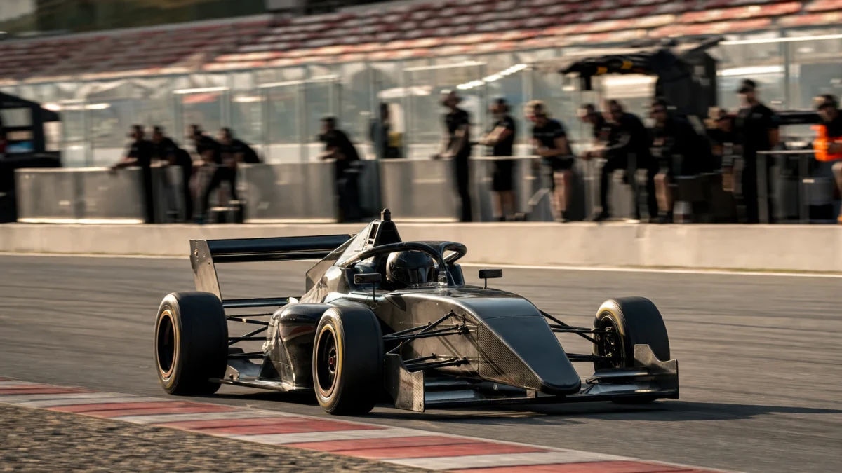 Illustration: formelbil på bana som illustrerar F1 Academy