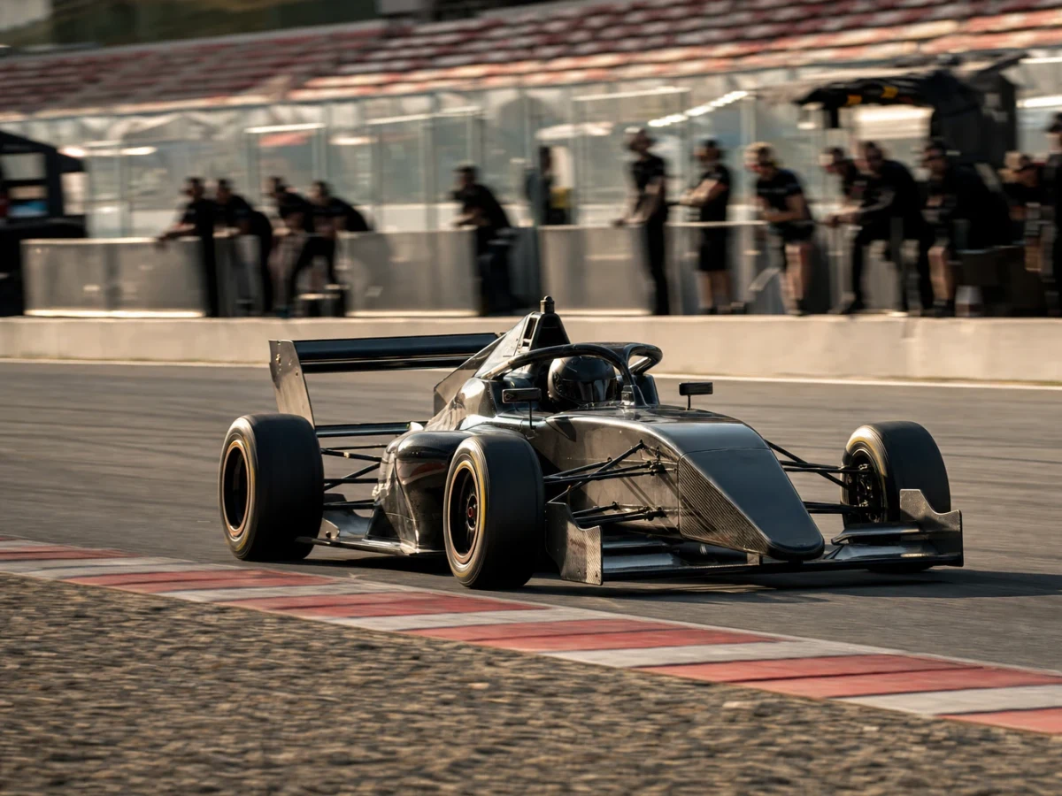 Illustration: formelbil på bana som illustrerar F1 Academy