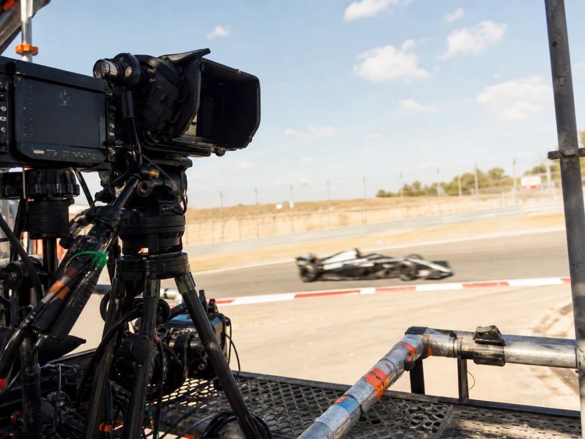 Illustration: tv-skärm som visar en pågående Formel 1-sändning