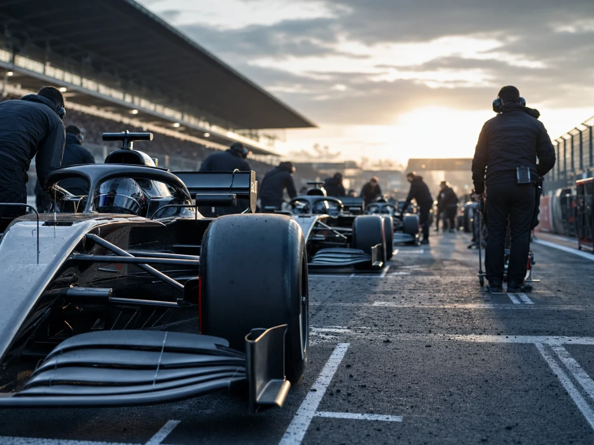 Illustration: startgrid i motorsportmiljö som illustrerar pole position